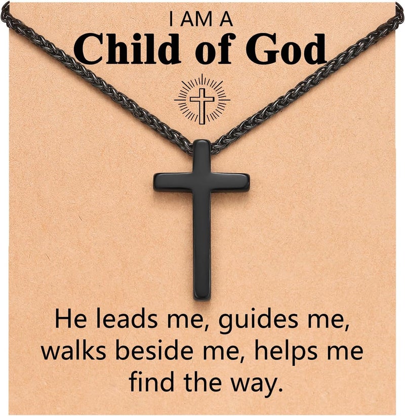 UNGENT THEM Be Strong in Faith – Bible Verse Stainless Steel Cross Necklace for Men Teen Boys Christian Christmas Gifts - Image 1